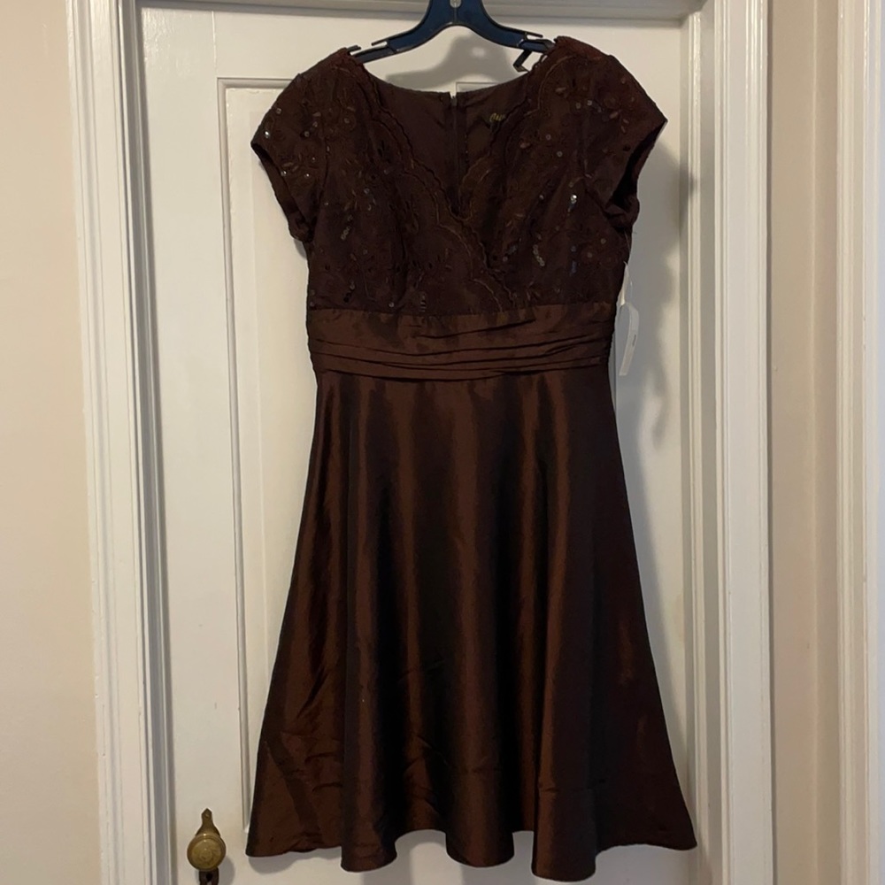 Oblique Brown Formal Dress 10